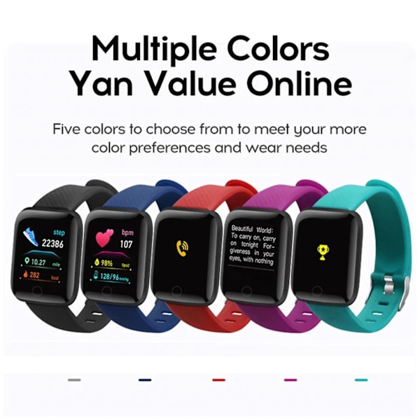 116 Plus Smart Watch 1,3 tums TFT färgskärm IP67 Vattentät Sport Smart Watch med Bluetooth meddelandepåminnelse Red