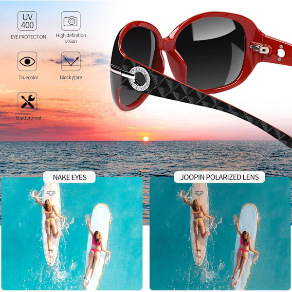 Jackie solglasögon överdimensionerade nyanser för kvinnor trendiga stora rektangulära solglasögon UV-skydd solglasögon black Red Gray