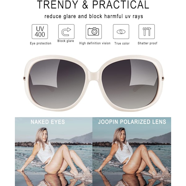 Jackie Solglasögon Överdimensionerade Nyanser för Kvinnor Trendiga Stora Rektangulära Solglasögon UV-skydd Solglasögon light Beige Black