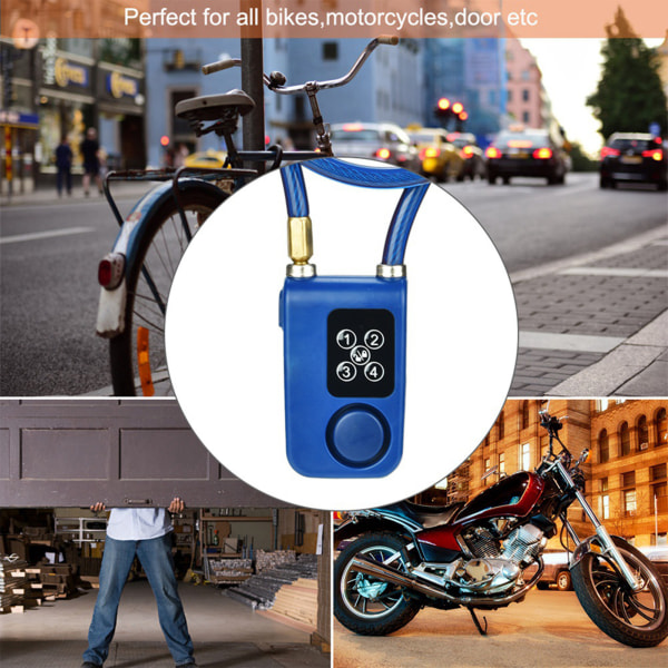 Y787 Smart Alarm Lås Anti-stöld Kedjelås för Cykel Grind Blå