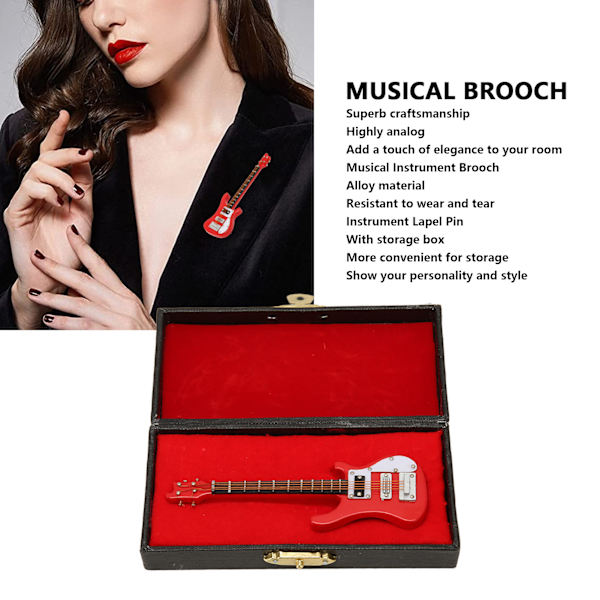Sähköbasso Brossi Käsityö Miniatyyri Basso Malli Punainen Pyöristetty Kulma Musiikki-Instrumentti Brossi Musiikin Ystäville