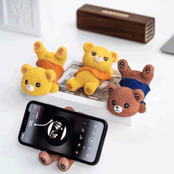 Telefonholder Mobiltelefonstativ for Skrivebord Søt Telefonstativ Holder iPhone Stativ Telefonholder Kawaii Skrivebordstilbehør Bjørnedukke Telefonstativ