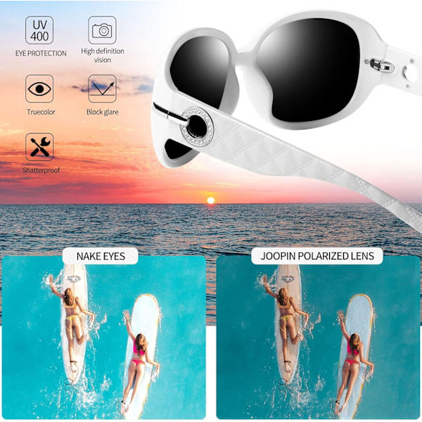 Jackie Solglasögon Överdimensionerade Nyanser för Kvinnor Trendiga Stora Rektangulära Solglasögon UV-skydd Solglasögon white Black