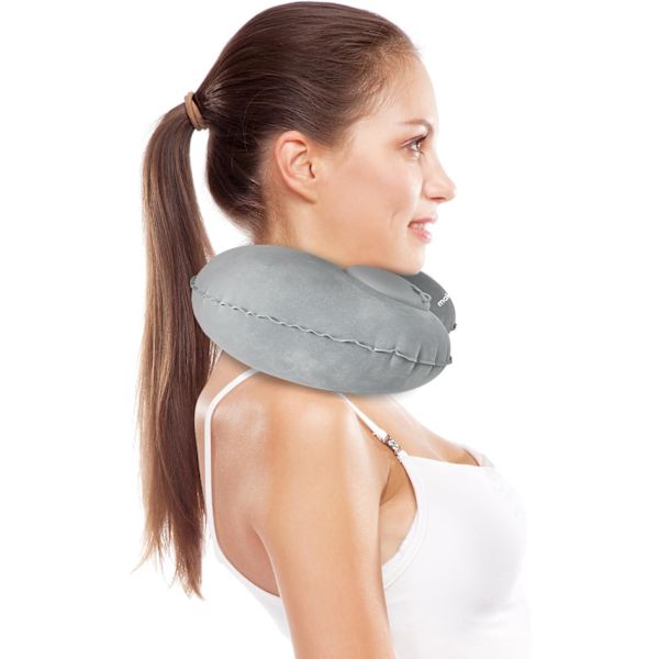 Oppustelig rejsepude, nakkepude til rejser, oppustelig nakkepude til rejser, flypude, oppustelig pude, flypude til nakke, talje, B Grey