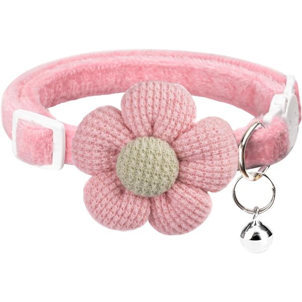 Avbrytbara kattkragar med klockor, WJSM kattungekrage för flicka pojke justerbara säkerhetskatter kragar för katter valp och små husdjur (rosa) Pink