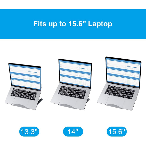Ventilerat Ergonomiskt Laptopställ med Justerbar Höjd, Universell Passform för de Flesta 16\" Bärbara Datorer, Stabilt Skrivbordsstativ för Förbättrad Po Silver