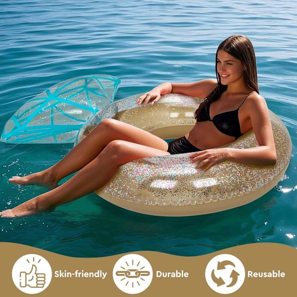 Kæmpe Oppustelig Diamantring Pool Float - Polterabend/Forlovelse/Bryllupsfest Dekoration & Strand Pool Legetøj til Voksne gold 25*25*6cm