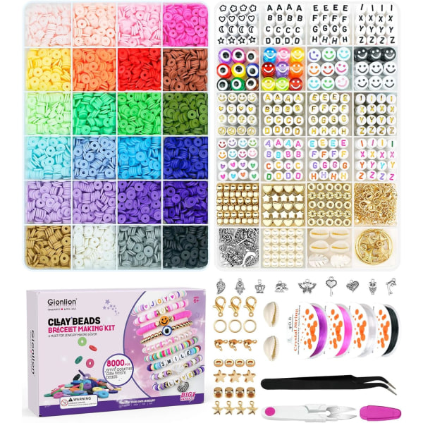 Lera Pärlor Armband Tillverkningsset, Pack 2 Lådor Preppy Lera Pärlor Bokstavspärlor Distanspärlor och Berlocker Set för Vänskapssmyckestillverkning, Konst och Hantverk