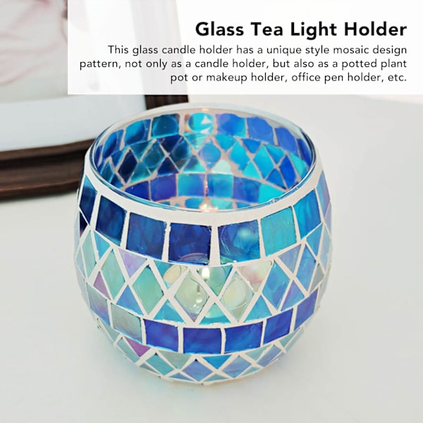 Lilla Blå Mosaik Glas Ljusstake Romantisk DIY Doftljuskopp Tealight Stativ för Vardagsrum