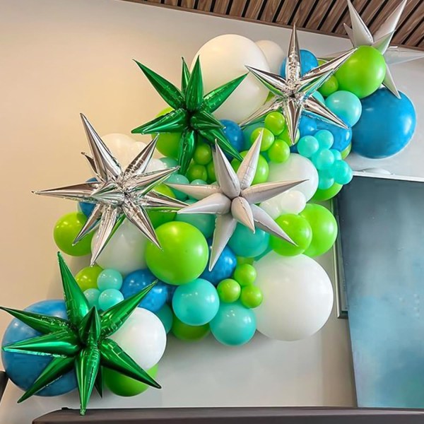 129 stk blågrønne ballonger i forskjellige størrelser 18 12 10 5 tommer for girlanderbue, grønne blå ballonger til bursdag, babyshower, kjønnsavsløring, bryllupsfest Blue Green
