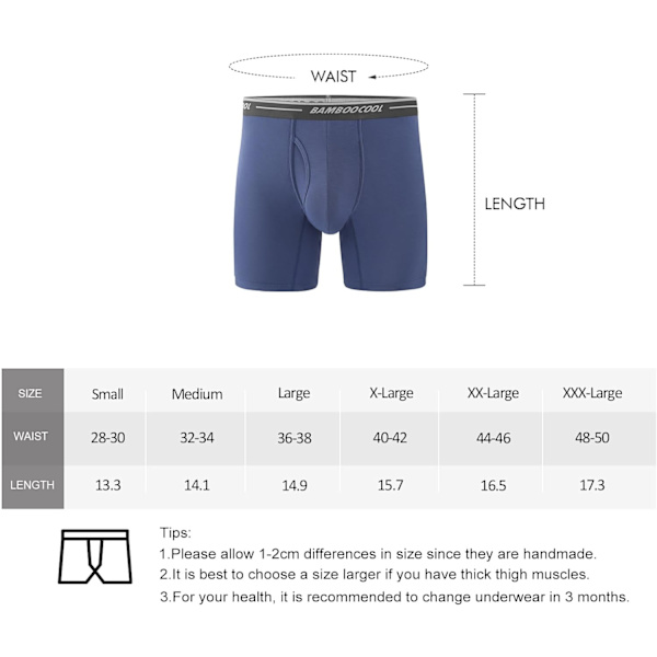 Mjuka och andningsbara boxershorts för män (4 eller 7-pack) black Blue Gray Blue2 L