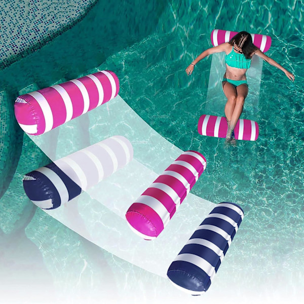 2-pak 4-i-1 Oppustelig Pool Flyde Hængekøje - Multifunktionel Sadel Lounge Hængekøje Drifter til Sommer Pool/Strand blue pink 70*65cm