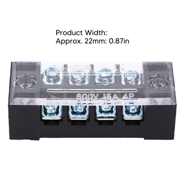 Terminal Strip Dual Row High Current M3 Screw Wire Barrier Block with Cover 15A 600V 5pcs