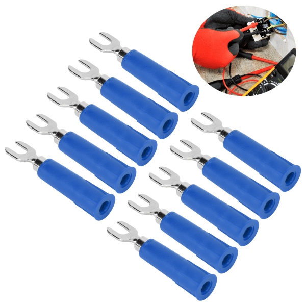 10 stk/sett bananpluggadapter isolert gaffel spade ledningskontakter U-type elektriske krympeterminaler for multimeter