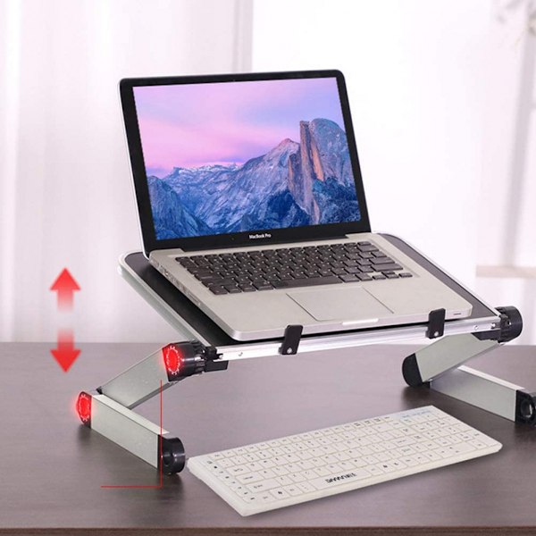 Vikbar Laptopställ Justerbart Ställ Aluminium Skrivbordsställ Universellt Bord Bärbart Ergonomiskt Ställ (Svart)