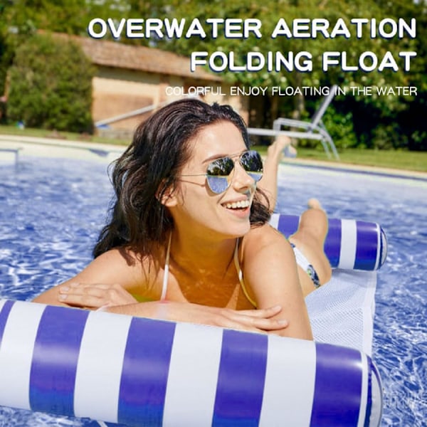 2-pak 4-i-1 Oppustelig Pool Flyde Hængekøje - Multifunktionel Sadel Lounge Hængekøje Drifter til Sommer Pool/Strand blue pink 70*65cm