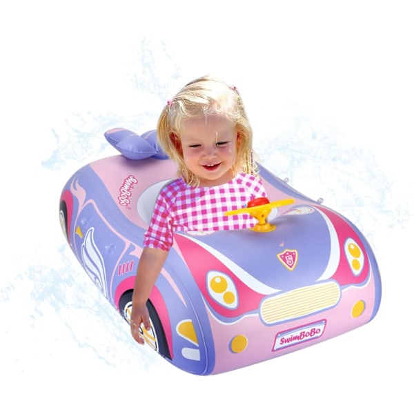 3D Bil Baby Pool Float - Kraftig Babybadring för 12-48 Månader Småbarn, Säker Poolleksak för Pojkar & Flickor Purple Steering wheel 25*6*28cm