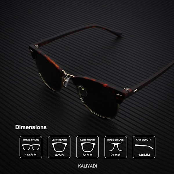 Polariserade solglasögon för män och kvinnor Halvram Båge Körning Solglasögon UV-skydd Matte Tortoise & Black
