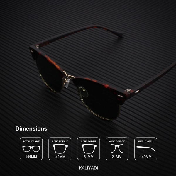 Polarisoidut aurinkolasit miehille ja naisille, puolireunattomat kehykset, ajolasit, UV-suoja Matte Tortoise & Black