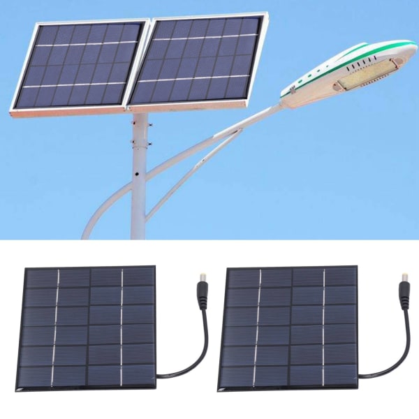 2 st 2W solpaneler Hög omvandlingseffektivitet DC5521 Utmatning Laddningsbar 3,7V Batteri Solpanel Laddare för Sollampa