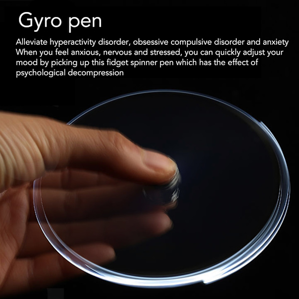Fingertip Luminous Gyro Kuglepen Finger Spinning Skrivepen med LED-lys til Stressaflastning Sort