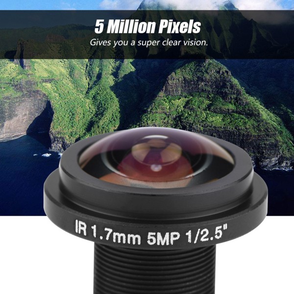 5MP HD Fisheye-sikkerhedskameraobjektiv 1,7 mm brændvidde 185°CCTV-objektiv til Fisheye-sikkerhedskamera