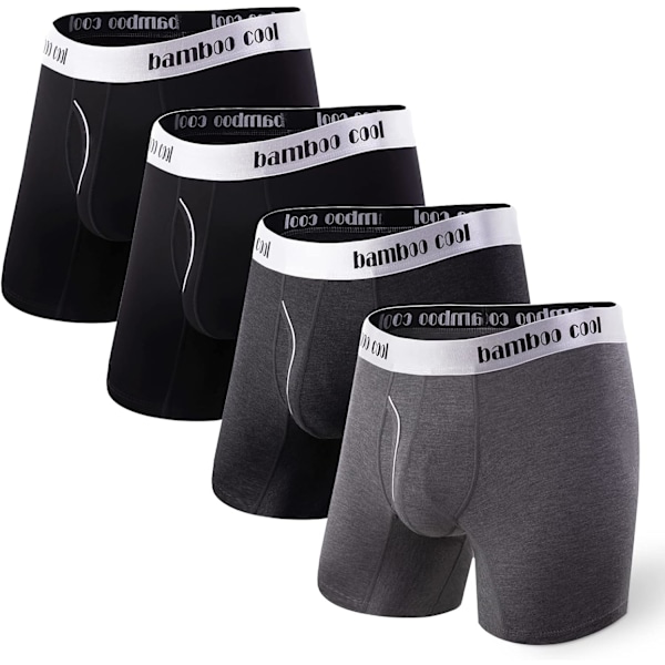 Herreundertøy Boxer Briefs Myke Pustende Underbukser (4 eller 7 Pakning) BLACK Gray Gray2 XXL