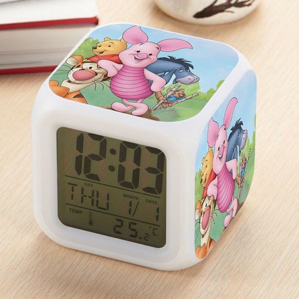 Piggy Big Action Digital LED Mute Luminous Multifunktionell Barn Kreativ Kvartett Färgglad Väckarklocka