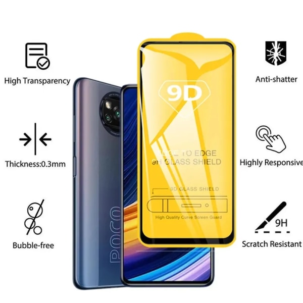 9D härdat glas för Xiaomi Redmi Note 9S skärmskydd