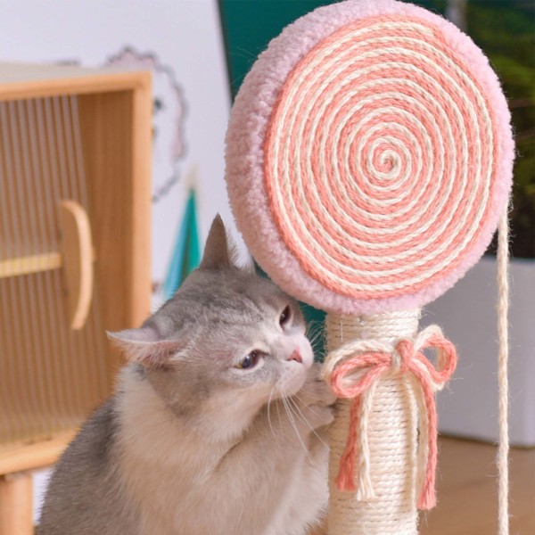 Kissan kiipeilyteline tikkarin muotoinen Sisal-kynsihionta interaktiivinen monitoimikissatorni kissanpennulle Pink