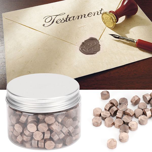 200 st tätningsvax oktagon tätning pärlemor kostym flaska förpackning för kuvert dokument bröllopsinbjudan Champagne Gold