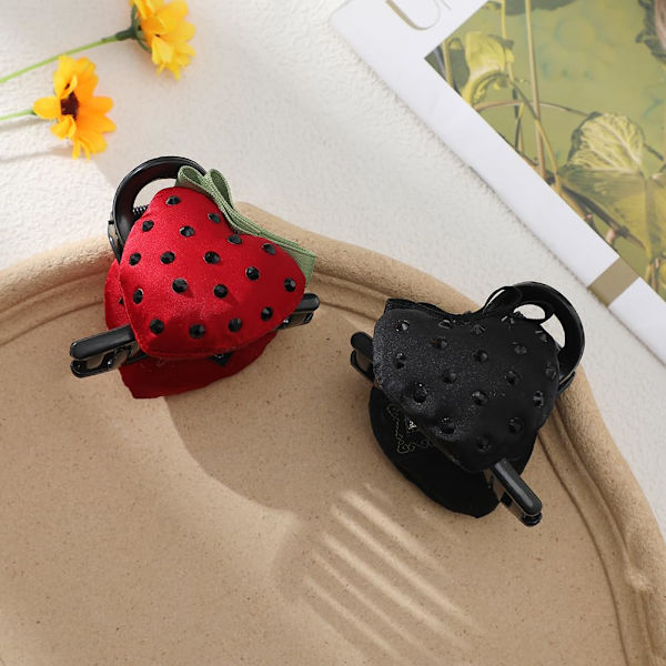 Hårklemme til kvinder og piger, 2 stk. Ubekymrede jordbær store skridsikre stærke sommerfuglehårklemmer glitrende hold hårkæbeklemmer Love