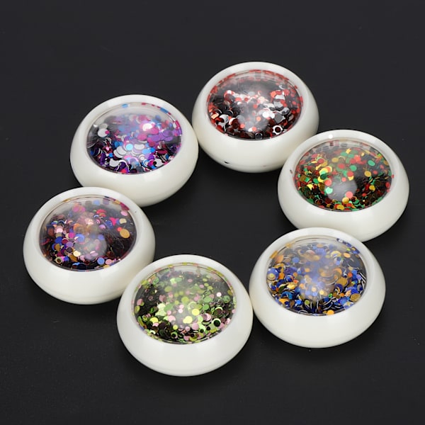6 bokser runde paljetter plast fargerike glitter dekorative smuler DIY pynt forsyninger