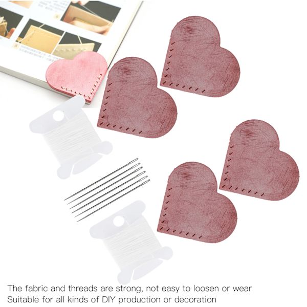 2 sett hjerteformede stoffhjørnebokmerker DIY skinnvarer symateriale Pink