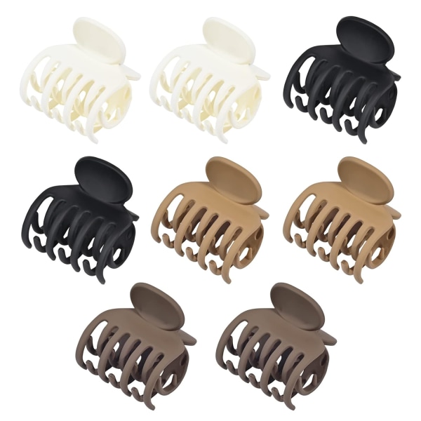 Hårklemmer Små kloklemmer 8-pakk doble tenner for tynt hår 1,6" matt hårtilbehør for kvinner og jenter Matte Neutral Colors