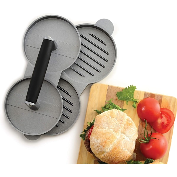 Tuplaburgeriprässi - Valmistaa 2 pihviä kerralla, tarttumaton pihvintekijä takaa tasaiset tulokset, helppo puhdistaa, kotiin, grillaukseen, ravintolaan 2 Patties