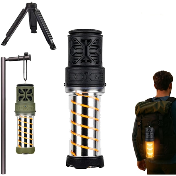 Bärbar Campinglampa - 3000mAh, 5 Nivåer, IPX5 Vattentät & Stativ för Inom- och Utomhusbruk Black