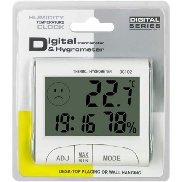 Digitalt termometer, hygrometer fuktighet for rom, drivhustemperatur - Maks/min-område - Lett å lese LCD-skjerm