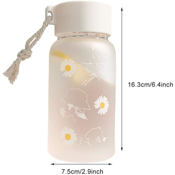 Små Daisy vattenflaskor, 500 ml plast transparent frostad vattenflaska, bärbar vattenflaska (Clear 3 Flower)