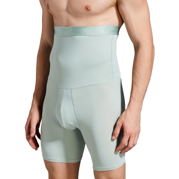 Herre Mavekontrol Shorts Højtaljede Undertøj Slankende Shapewear Body Shaper Ben Bokser Briefs Light Green XXL