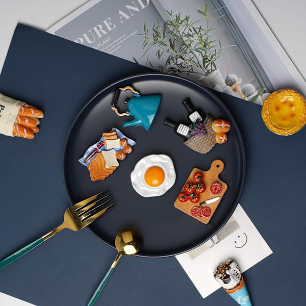 3D Keittiötarvikkeet Jääkaappimagneettisetti - 5 kpl Söpöjä Hartsimagneettikoristeita Jääkaappiin, Valkotaululle, Kaappiin ja Metallipinnoille - Täydellinen B-cookware(5pcs)