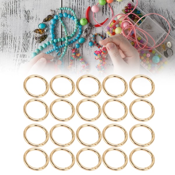 20 stk. fjeder O-ringe 1,57 tommer i diameter 0,2 tommer tykke stærke kobber sikre lukkefjeder spænder til pung taske smykker DIY Gold
