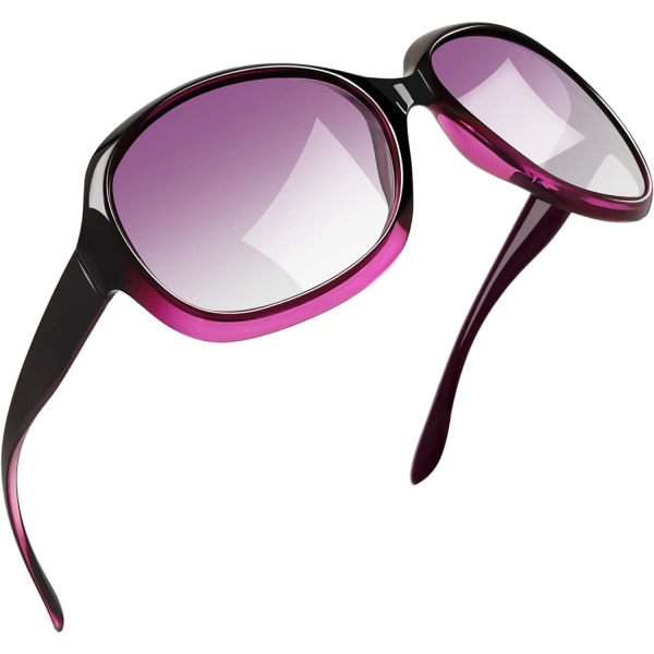 Polariserede solbriller til kvinder - Trendy overdimensionerede store solbriller til kørsel - Dame solbriller med UV-beskyttelse - Store solbriller gradient Purple Gradient