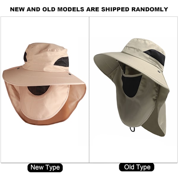Hals- och ansiktsklaff utomhus keps solskydd andningsbar fashionabel utomhus vandring fiskehatt Khaki