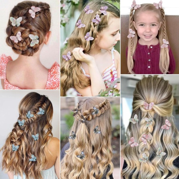 30 stk. Sommerfugl Hår Kløer Klemmer Mini Små Søde Kløer Hår Tilbehør til Piger og Kvinder Klar Farve Hår Kløer Klemmer Hår Tilbehør small butterfly-5 colors