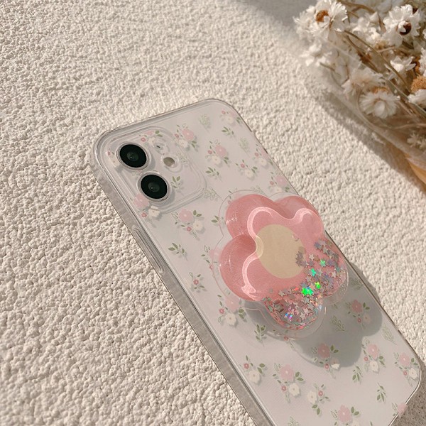 IPhone 12 pro max cover med transparent blomsterdesign, dejligt og smukt telefoncover, velegnet til piger og damer, let og tyndt