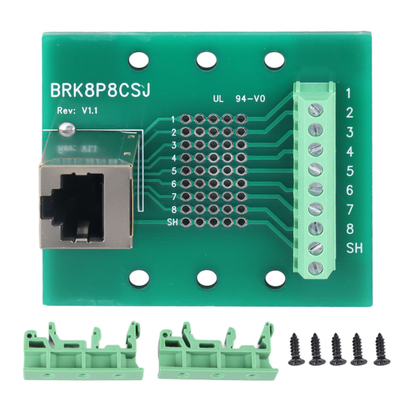 RJ45 Ethernet-kontakt Breakout Board 8P8C nettverksport skrue terminalkort med brakett for datamaskiner Rutere brytere