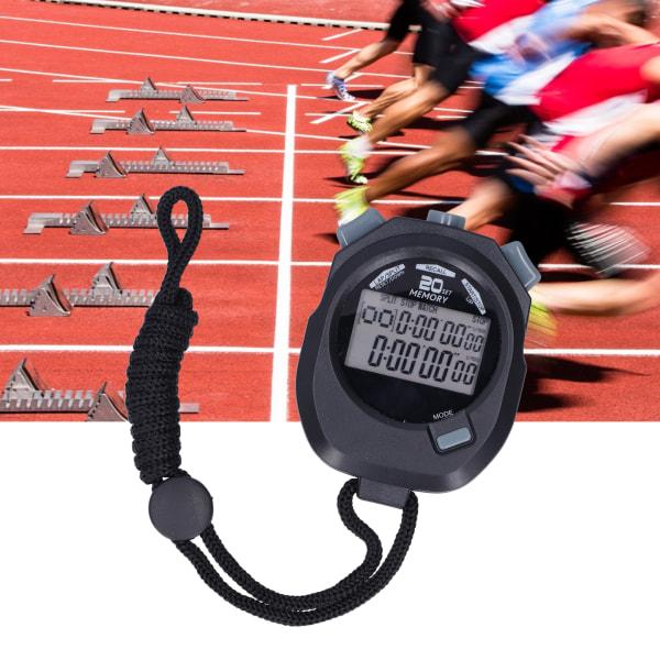 Sport Elektroniskt stoppur 1/100 sekund Digital kronograftimer med hög noggrannhet 12/24-timmarssystem
