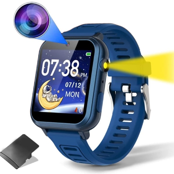 S16 Multifunktionell barn smartklocka IPS HD färgtouchskärm dubbla kameror barntelefonklocka för pojkar flickor Dark Blue