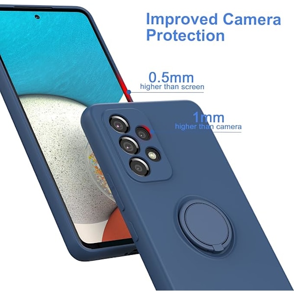 Designat för Samsung Galaxy A53 5G Skal, Galaxy A53 5G Silikonskal med Ringhållare Ställ [Mjukt Anti-Rep Mikrofiberfoder